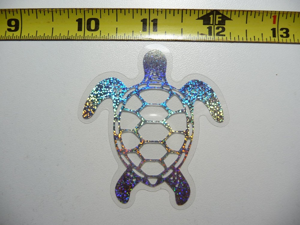 HOLOGRAPHIC PAPA TURTLE HAWAII STICKER DECAL OCEAN SEA LIFE SPARKLE