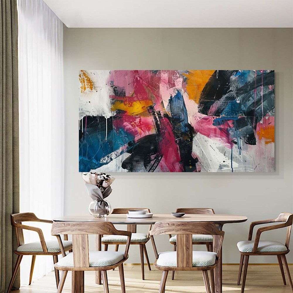 blue textured abstract oil paintings on canvas modern art decor for wall