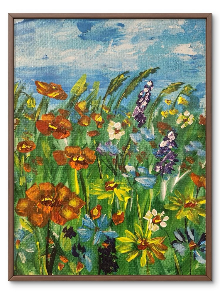Abstract Flowers Impressionistic Modern Original Wall Art 14X11 Canvas Acrylic