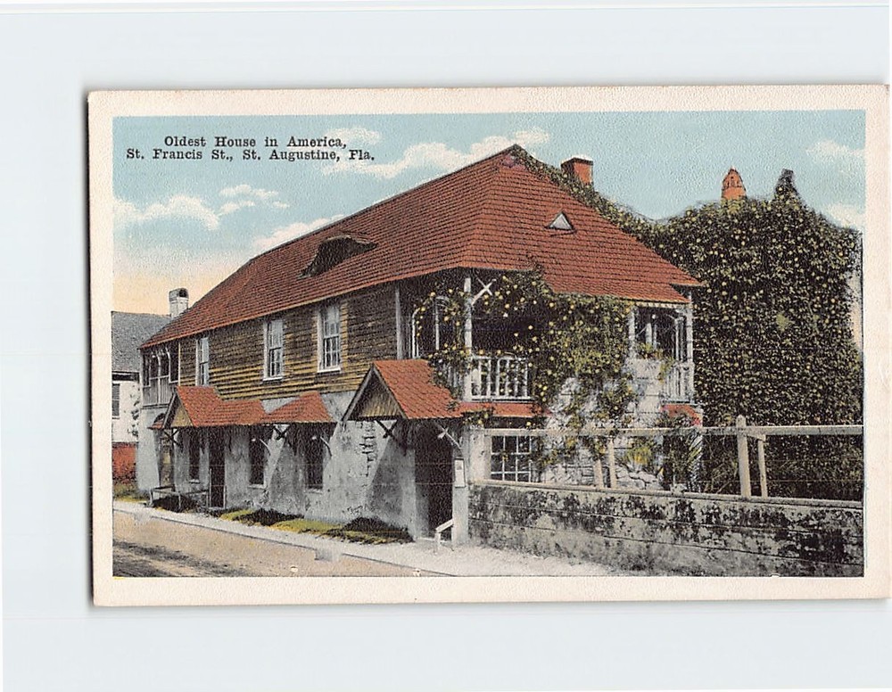 Postcard Oldest House Saint Francis Street St. Augustine Florida USA America