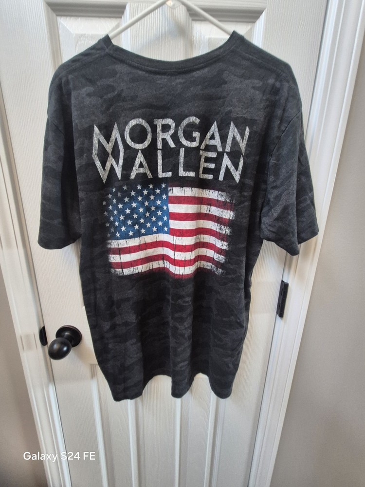 Morgan Wallen One Night At A Time 2024 World Tour T-Shirt XL Camo American Flag
