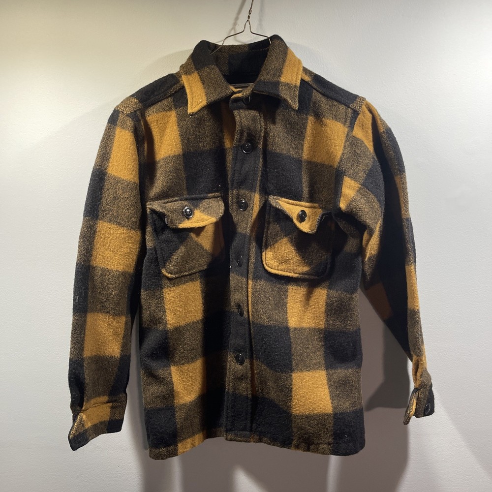 Maine Guide Congress Vintage 70's Mens Small Wool Plaid Button Flannel Shirt