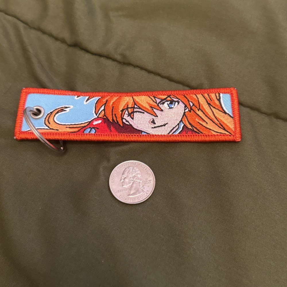 neon genesis evangelion asuka unit 2 patch keychain embroidered keychain anime