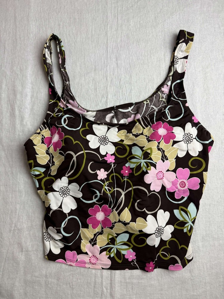 Catalina Tankini Top Womens 2X Plus Floral Tropical Beach Cottagecore Swim Lined