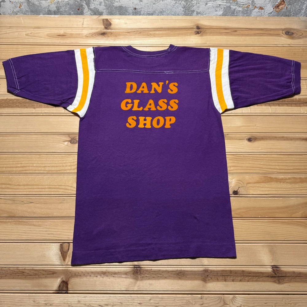 Vintage 70s Cheryl Dan’s Glass Shop Promo Striped Sleeve Jersey Shirt - Large