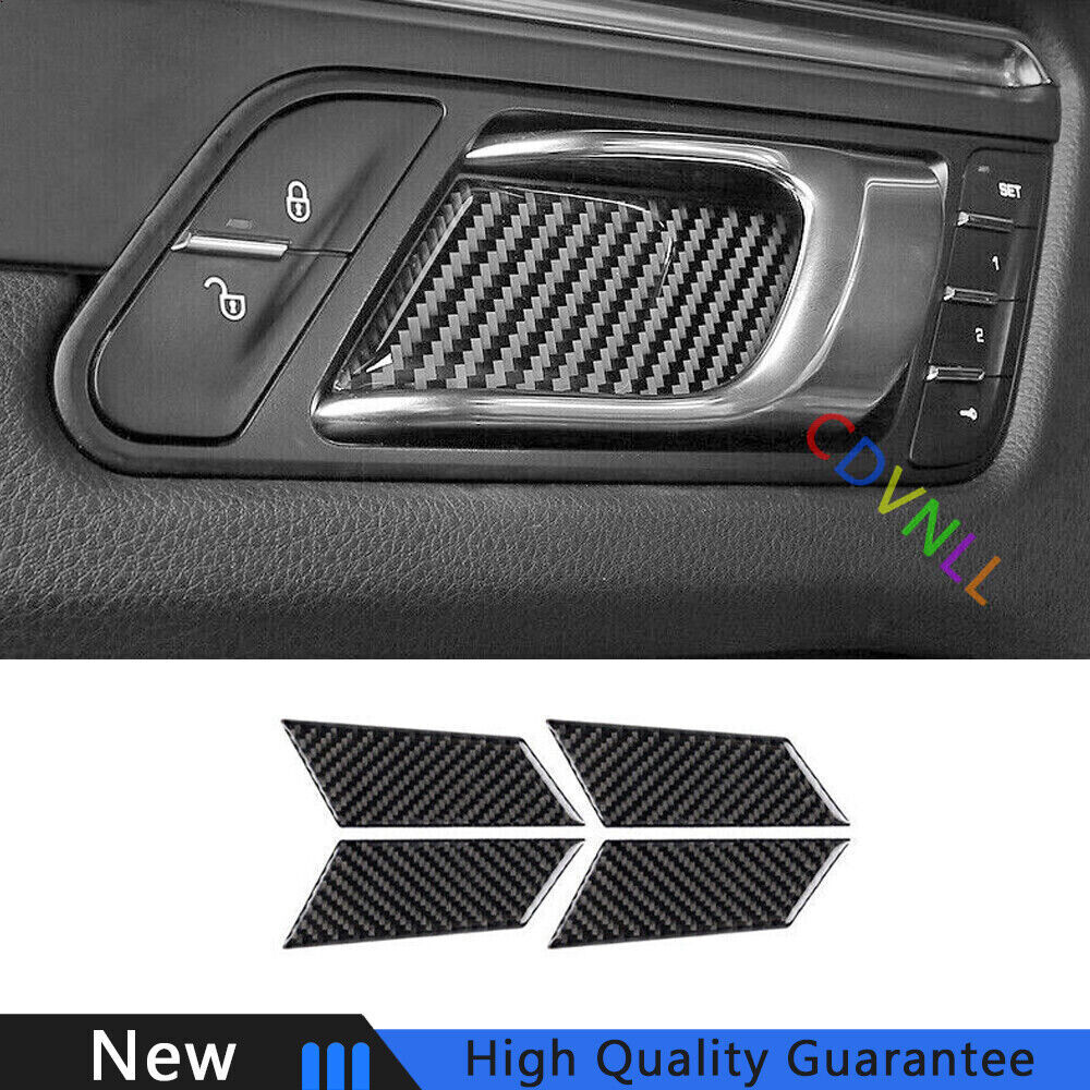 For Porsche Macan 2015-2021 Real Carbon Fiber Interior Door Bowl Cover Trim 4PCS
