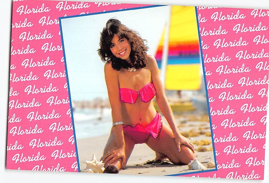 Postcard Woman in a Bikini at the Beach in Florida USA