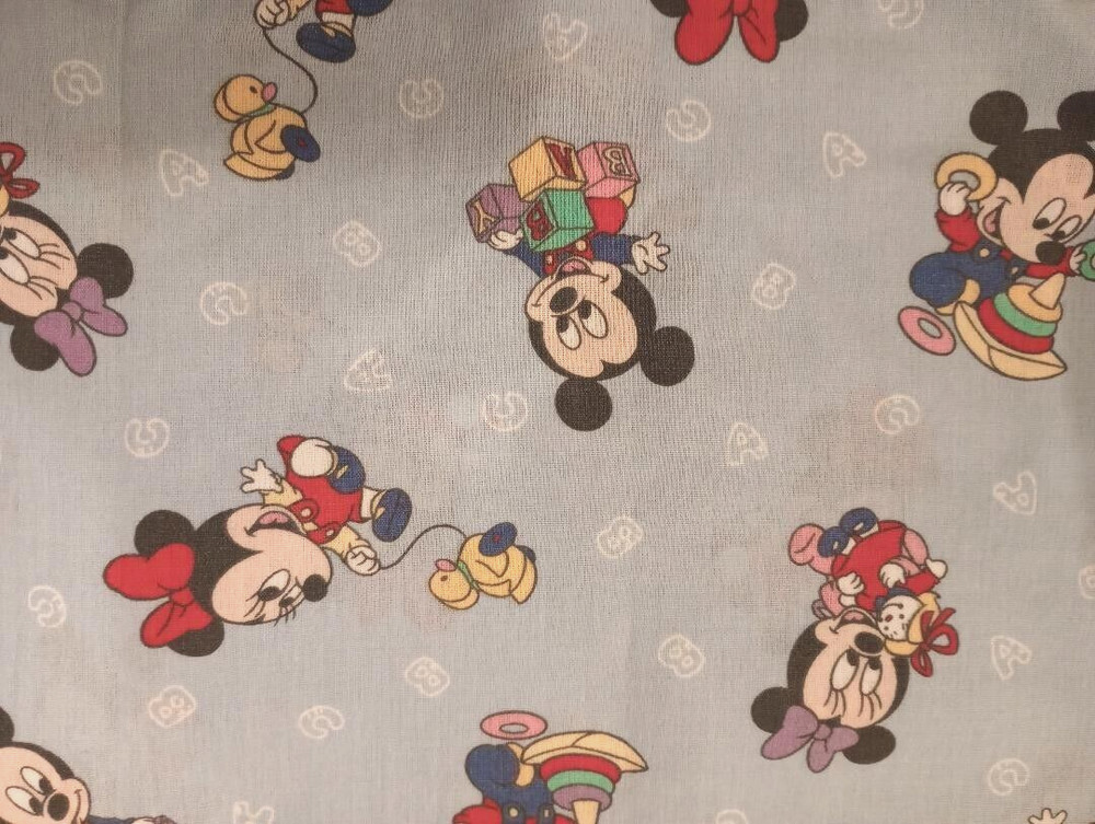 Disney babies mickey minnie fun fabric scrap 9 by 9 inch blue 1pc new