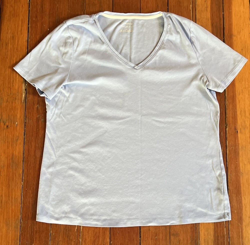 Talbots 100% Pima Cotton V-Neck T-Shirt Women’s Size Xl Blue