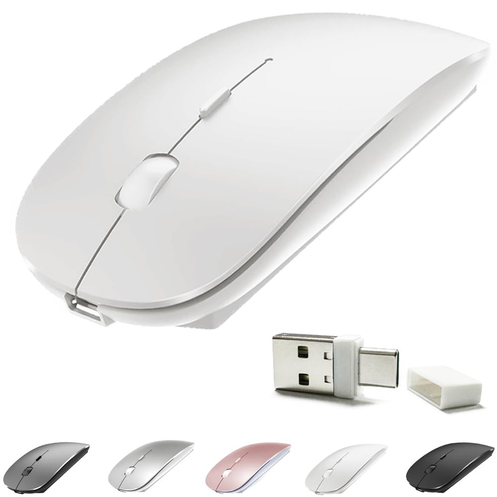 RorHety 4-Mode Rechargeable Bluetooth Mouse with 3.0/5.2 + 2.4G USB Connection