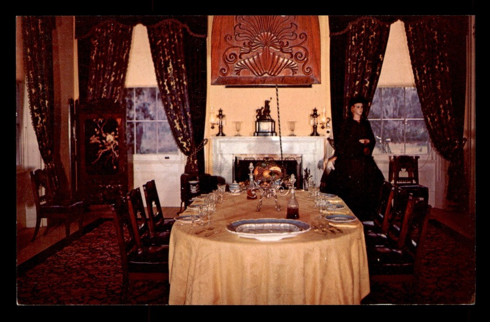 Dining Room, Melrose, Natchez, MS, Punkah, Built 1845, Postcard, Unp