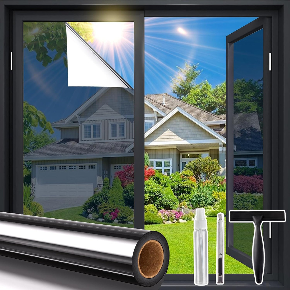 Window Privacy Film One Way, Reflective Home Glass Mirror Tint See Out Not In, H