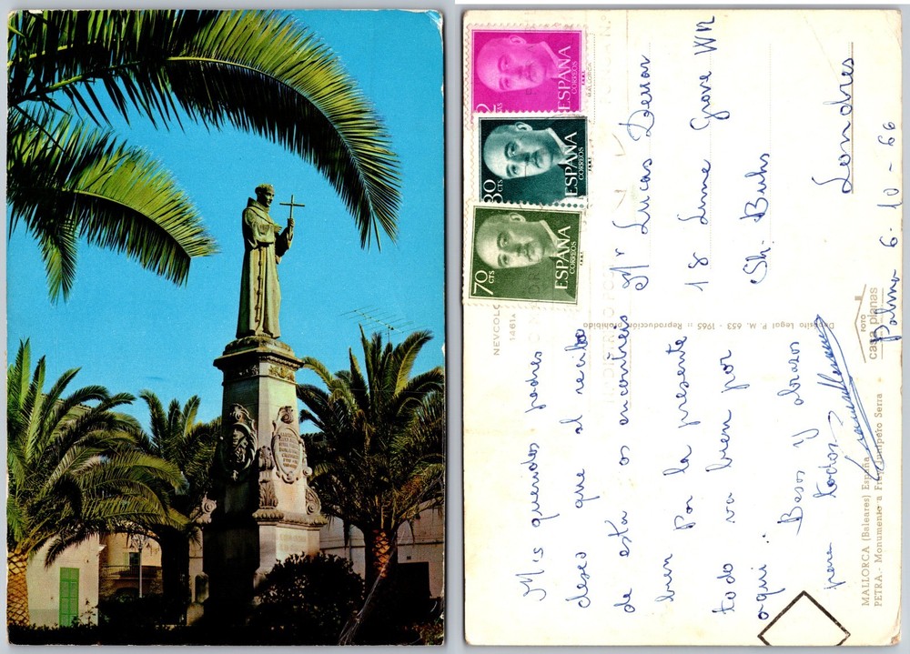 Continental Statue of Saint Juniper Palma Postcard