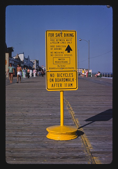Photo:Ocean City New Jersey 1978 Boardwalk Bike Rules Sign