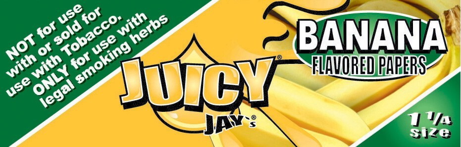 Juicy Jay's Banana 1 1/4 Rolling Papers Free USA Shipping!