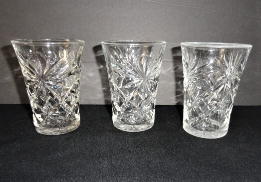 Lot of 3 Anchor Hocking 8oz Glass Tumblers Star of David Vintage Prescut 4.25