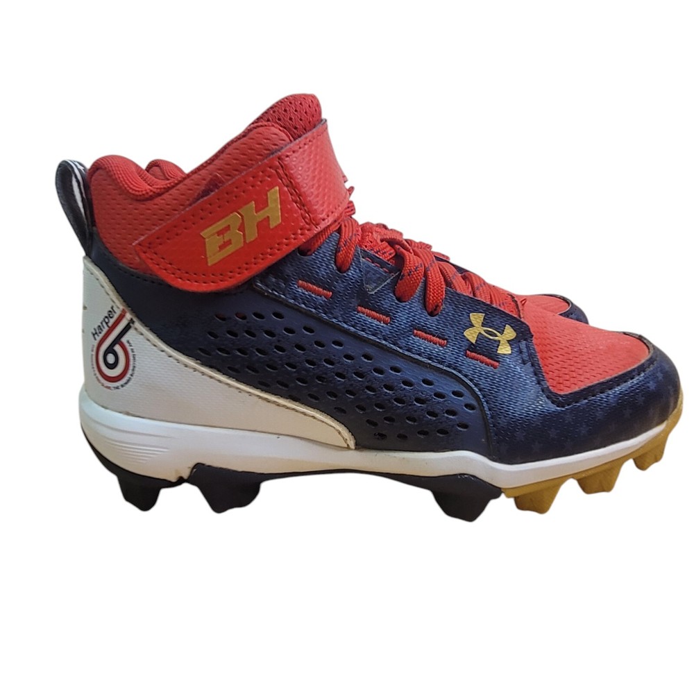 Under Armour Boys Harper 6 Mid RM LE 3024326-100 Red Baseball Cleats Shoes 1Y