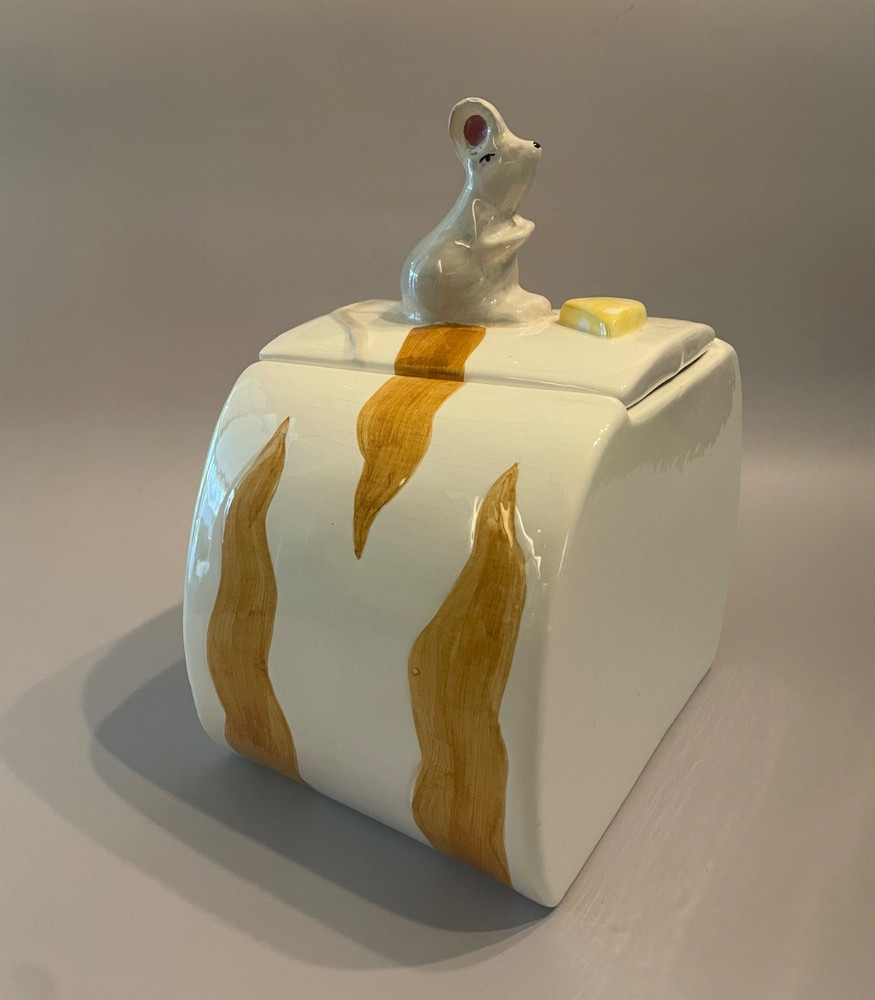 Vintage Mouse & Cheese Cookie Jar, Avery Creations, CUTE! Chipped Ear