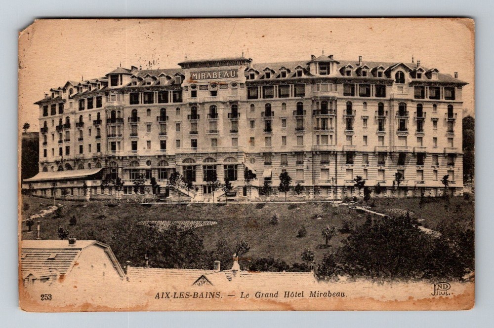 France- Aix-Les-Bains Spa Town Grand Hotel Mirabeau Old Postal Vintage Postcard