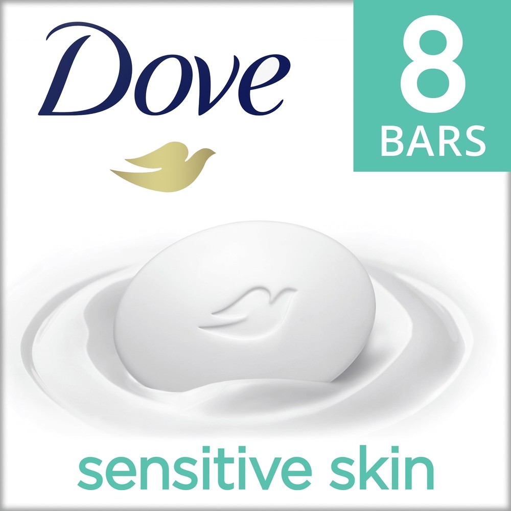 Dove Sensitive Skin Beauty Bar Hypoallergenic Unscented Soap for Women