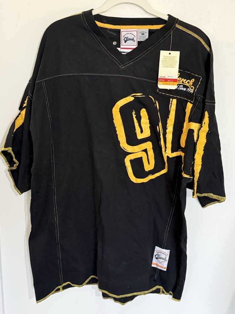 VTG Clench Jeans Shirt Large Y2K Skate Hip Hop Graphic Street Deadstock NWT