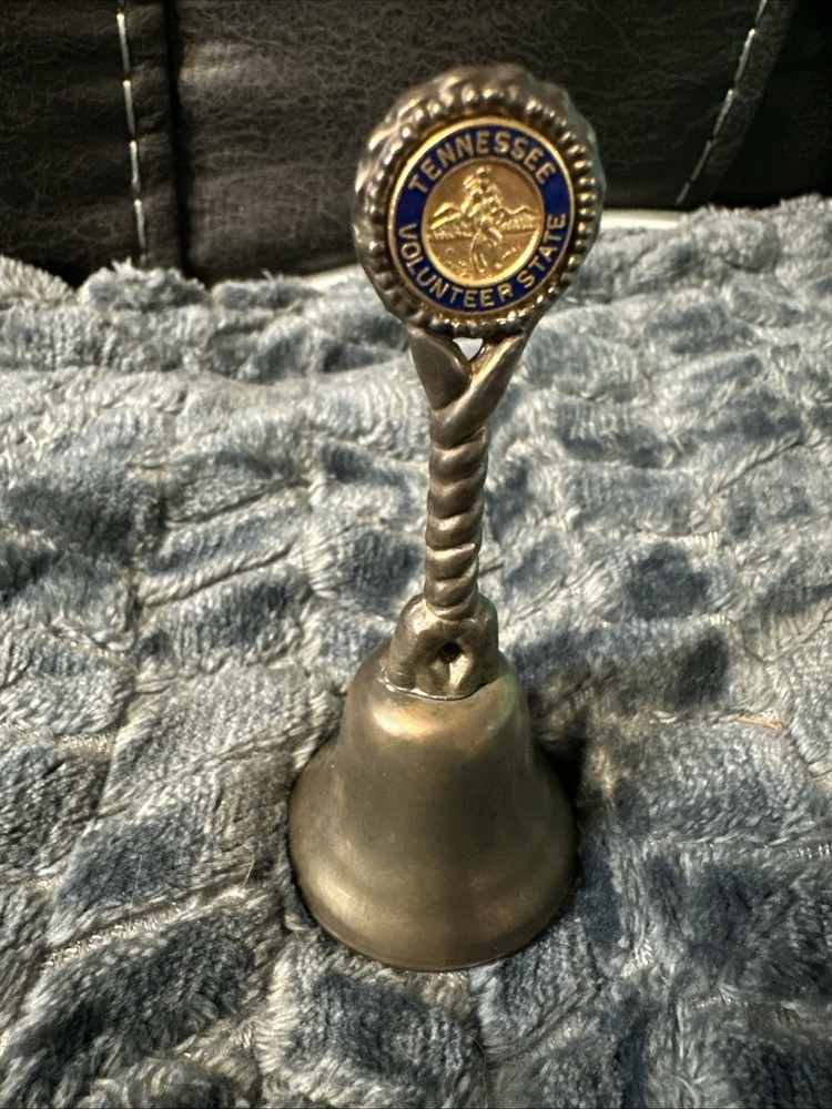 Vintage Souvenir Bell Tennessee Volunteer State Metal Gold tone Approx 3.5”