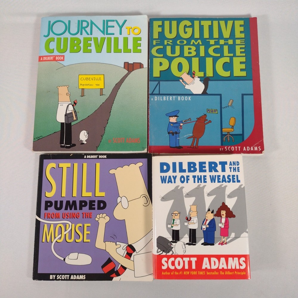 DILBERT Lot of 4 Various Books Scott Adams Funny Comic Strip Cubeville Fugitive