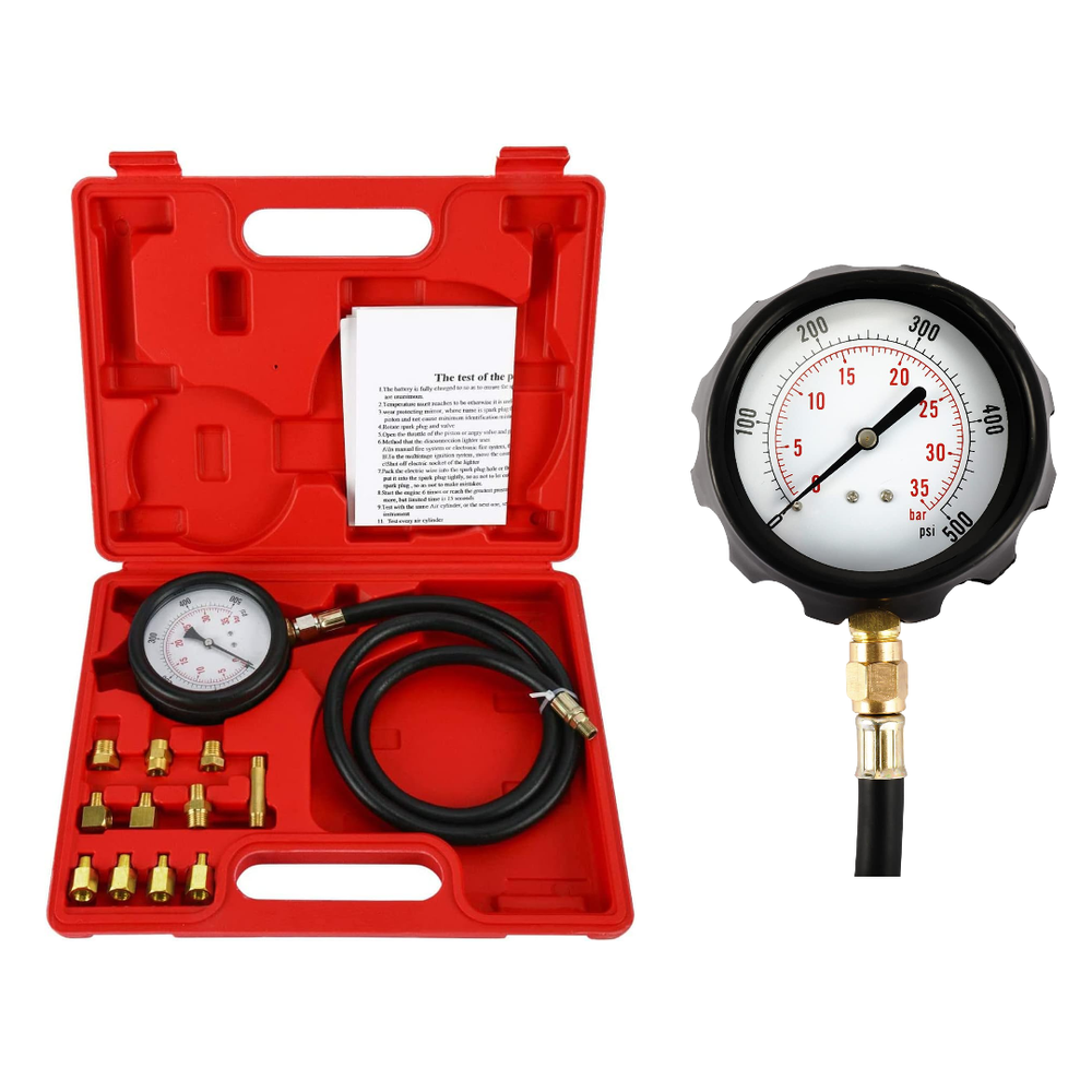 500PSI Engine Oil Pressure Tester Kit Fuel Injection Gauge Gasoline Gas Tool Set