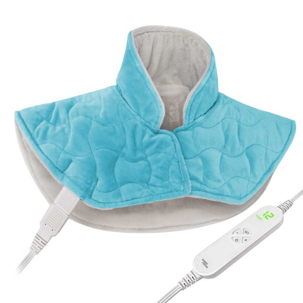 Full Weighted Electric Heating Pad for Neck Shoulder Pain Relief and Muscle Cramps