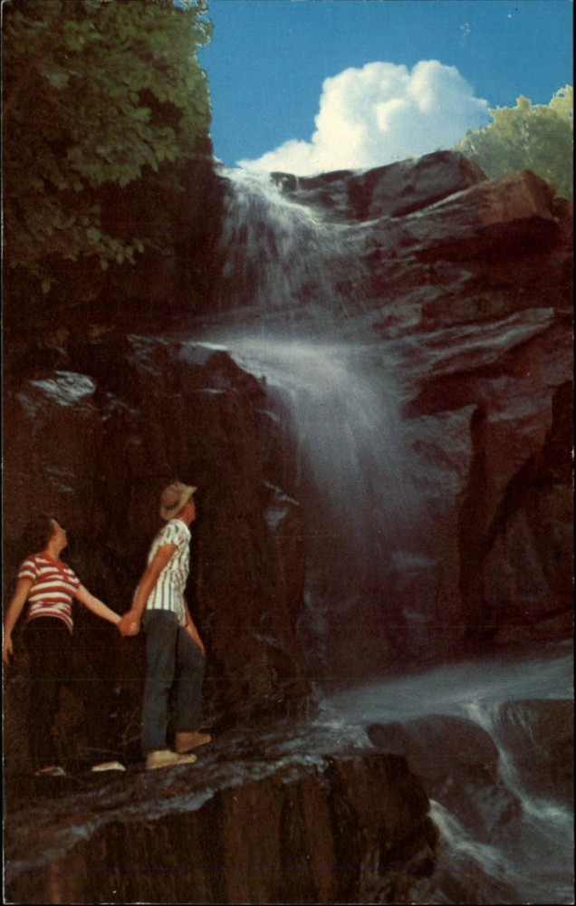 Tempesta Falls northeast Georgia waterfall ~ vintage postcard dated 1983