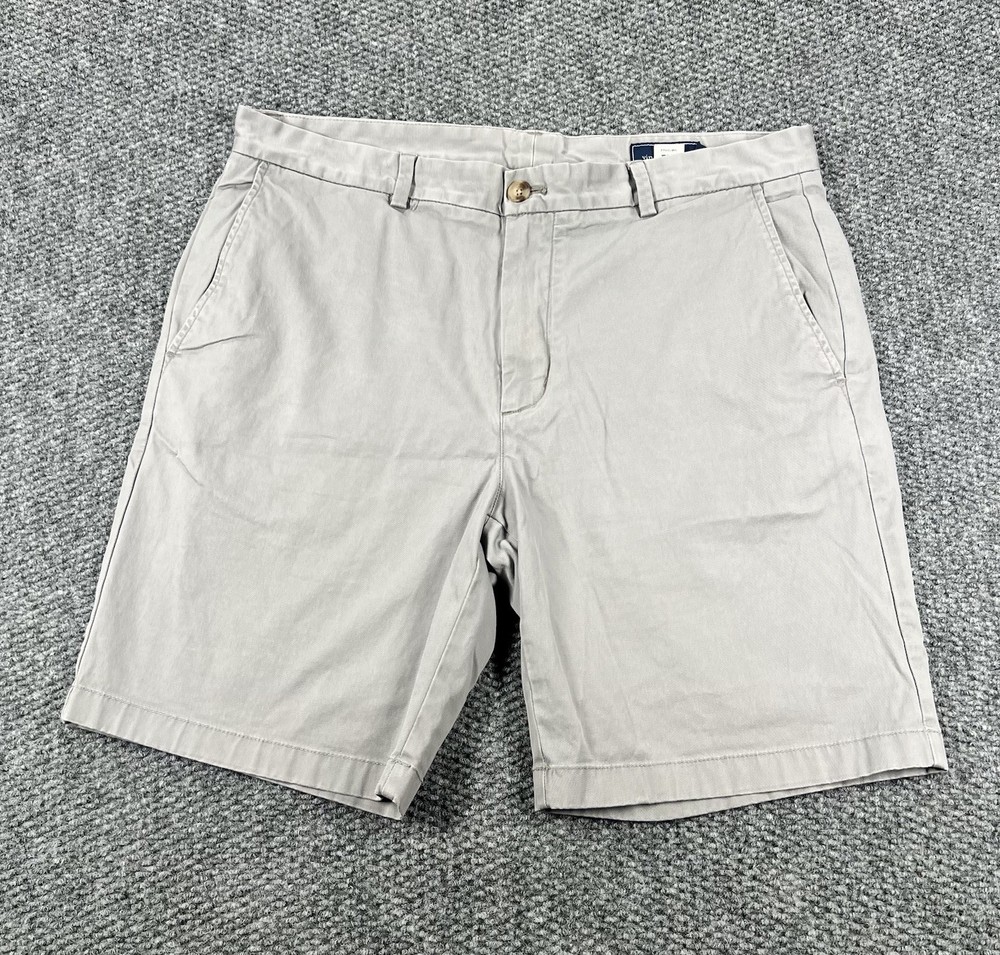 Vineyard Vines Breaker Shorts Men's 36 Light Gray Flat Khaki Whale Chino Preppy