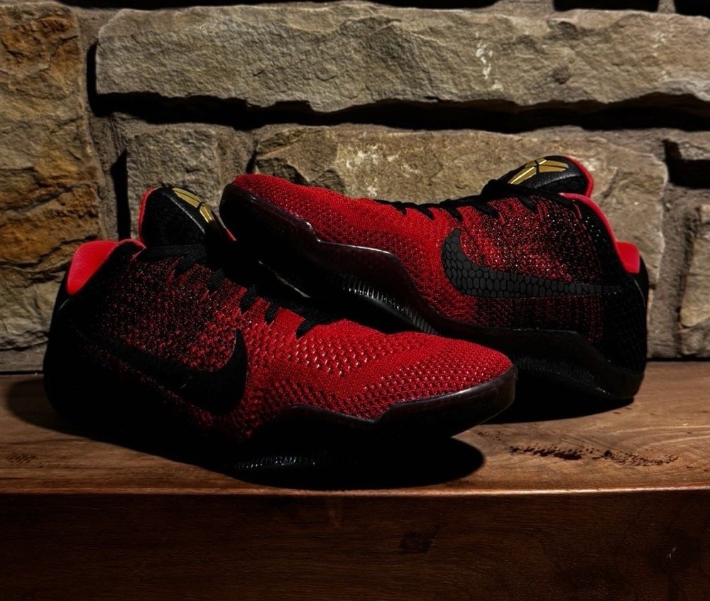 Nike Kobe 11 Achilles Heel Mens Size 10.5 Black Red Basketball Shoes-image