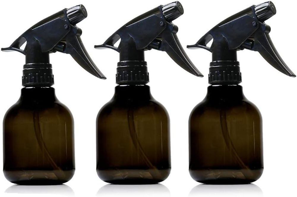 8oz Black Plastic Spray Bottles - Pack of 3, Leakproof BPA-Free Mist Sprayers