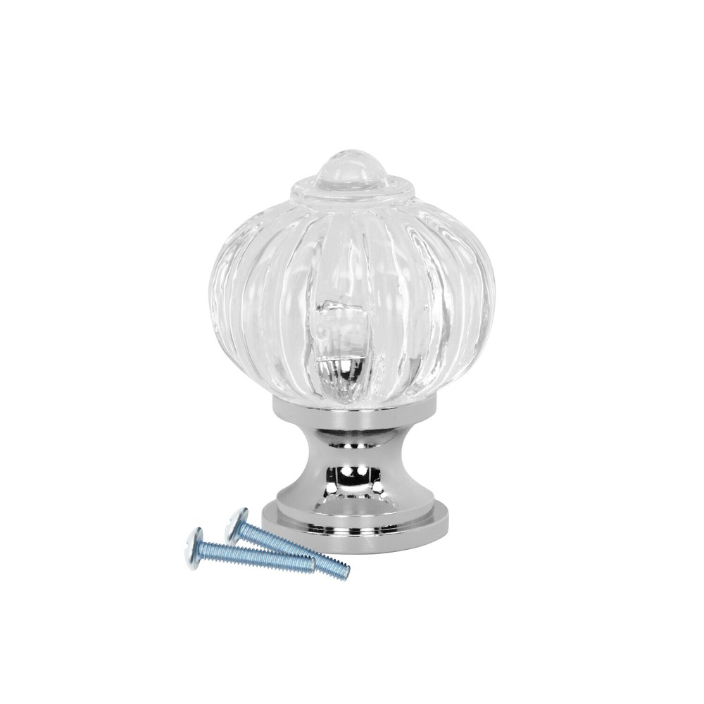 2 Pack Pumpkin Round Chrome Clear Kitchen Cabinet Knob, 1-3/32