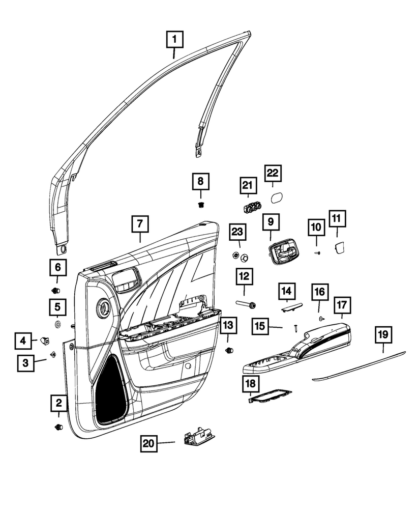 Genuine Mopar Front Door Trim Panel Assembly Left 6YE071X9AB