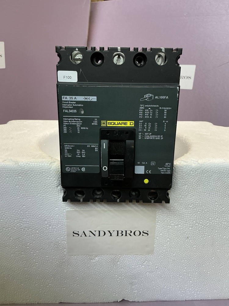 Square D - Fal34035 - 480 Volt - 35 Amp - 3 Pole Circuit Breaker