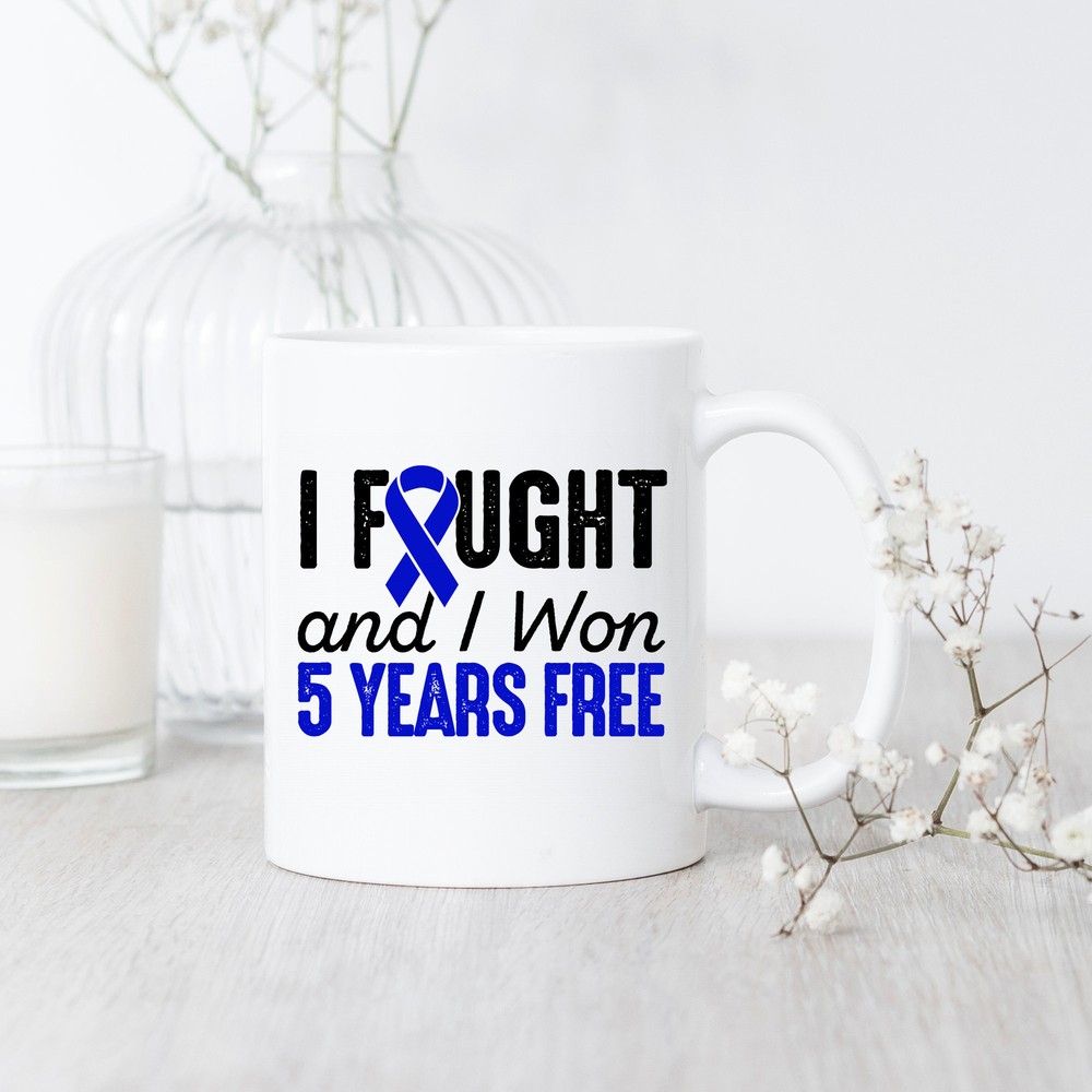 5-Year Colon Cancer Survivor Fighter Free Commemorative Mug  