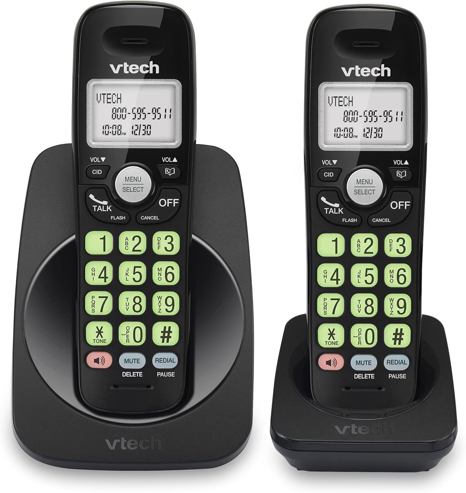 [New] VTech VG131-21 DECT 6.0 2-Handset Cordless Phone - Bluetooth Black