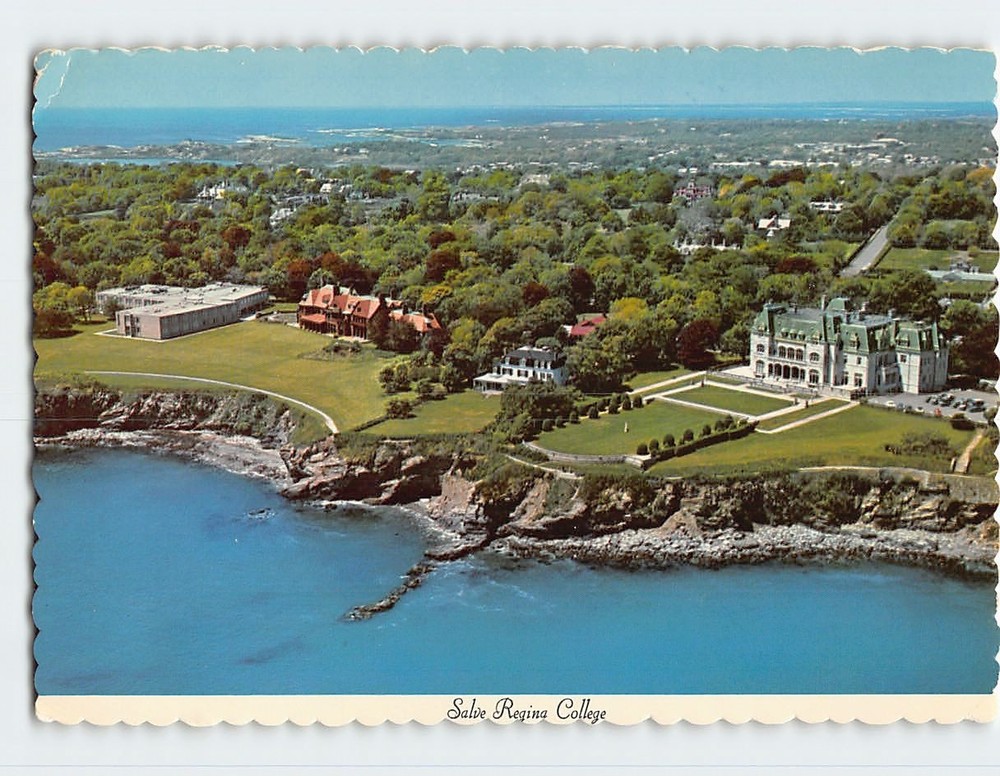 Postcard Aerial View of Salve Regina College and Cliff Walk Newport Rhode Island
