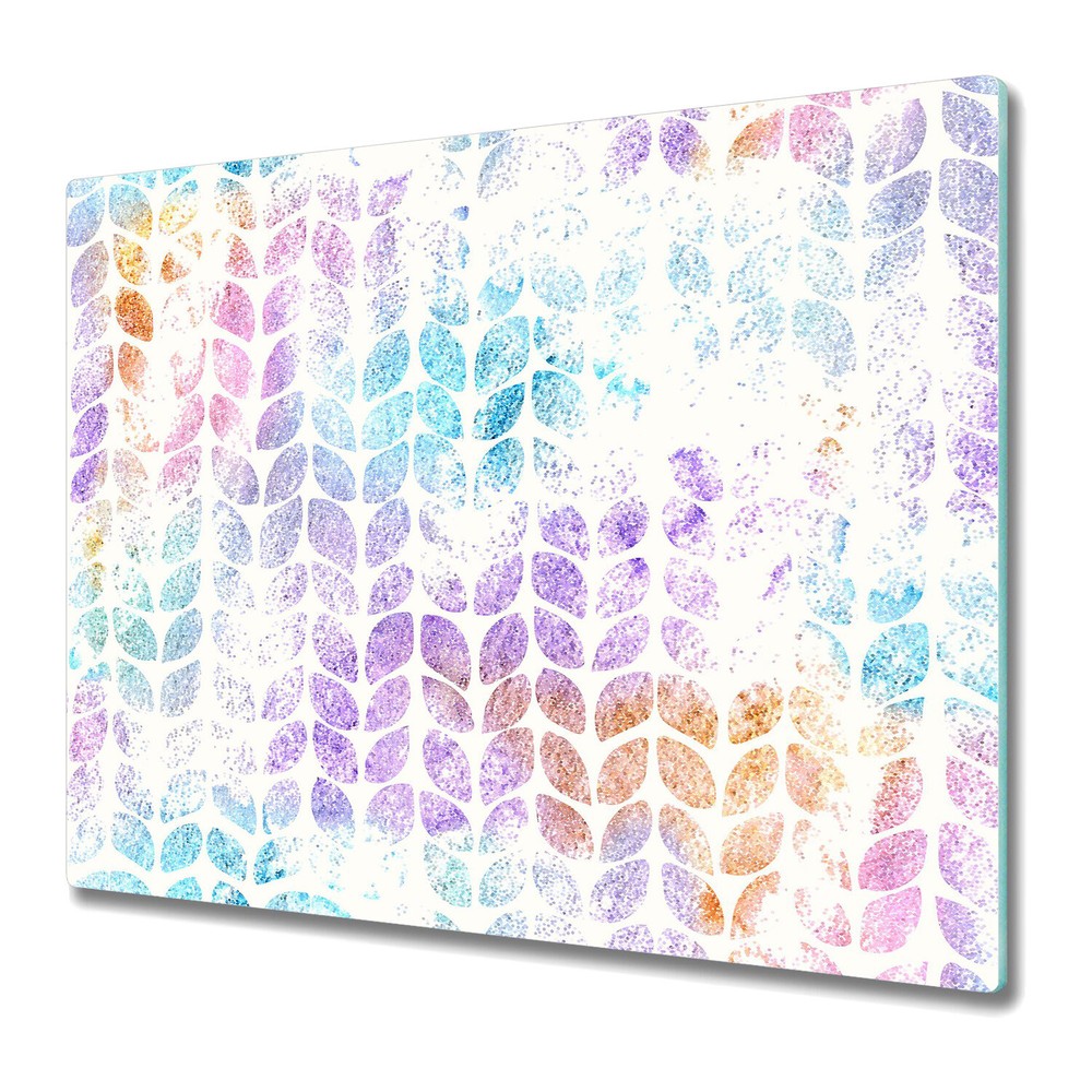 Glass Chopping Board Colourful Wool Abstract Illustration Watercolour 60x52