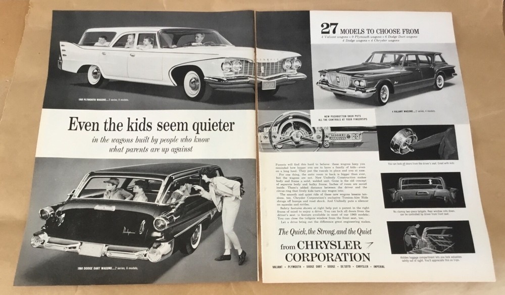 Chrysler auto vintage print ad 1960 art home decor retro car Dodge Dart Plymouth