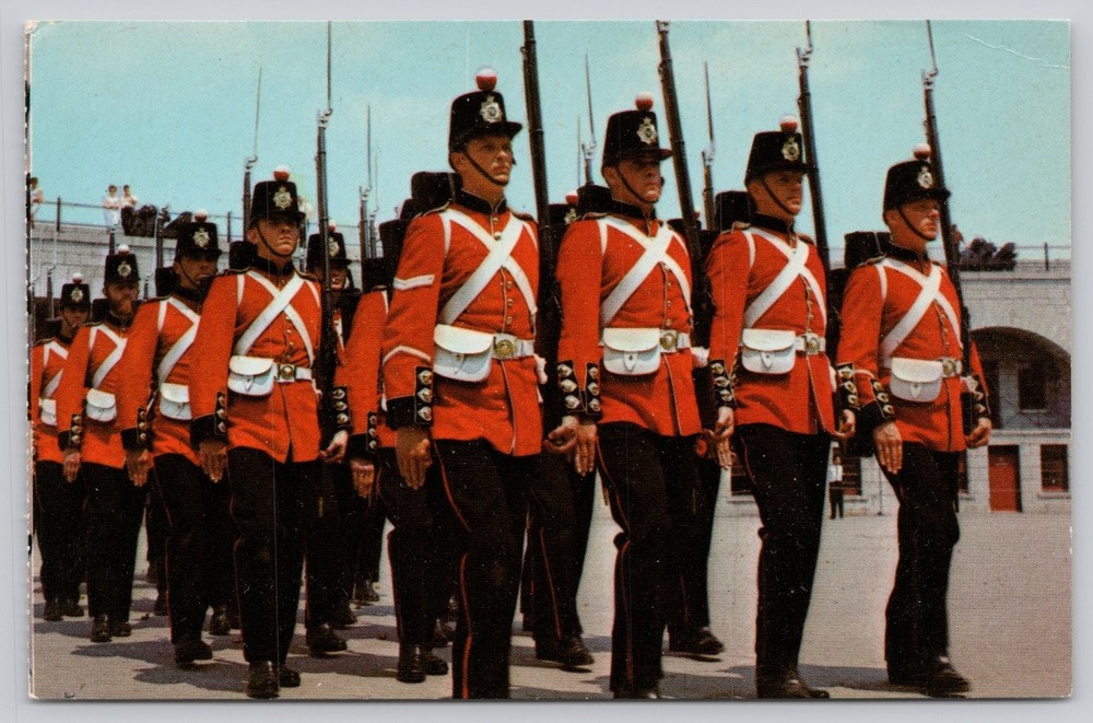 Old Fort Henry Guard Marching Kingston Ontario Canada Postcard Alutone