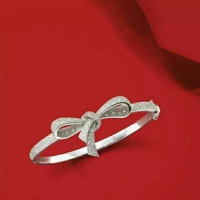 6 CT Round Lab-Created Diamond Tennis Bangle Bracelet 14K White Gold Plated