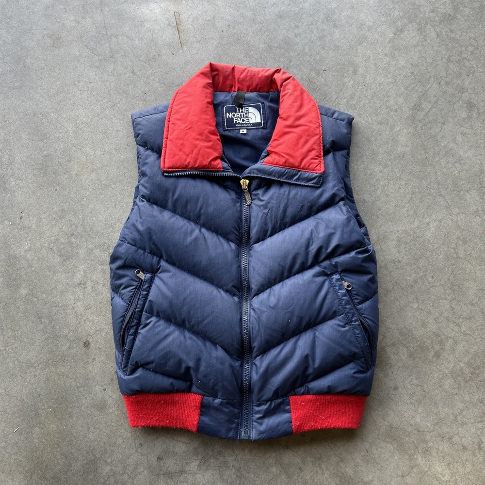 VTG 70’s The north Face Red And Blue Quilted Puffer Zip Up Vest USA Made Medium