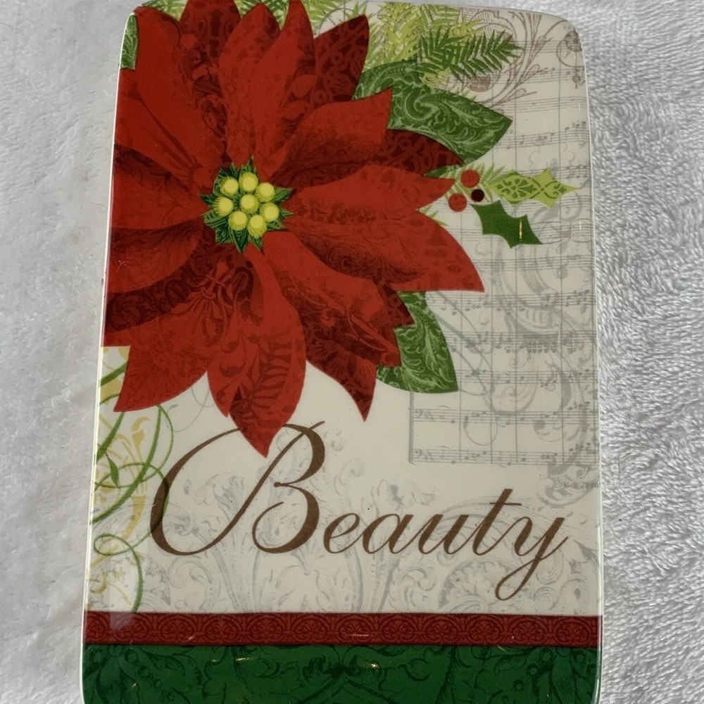Cracker Barrel Poinsettia Plate Season of Peace Rectangle 4
