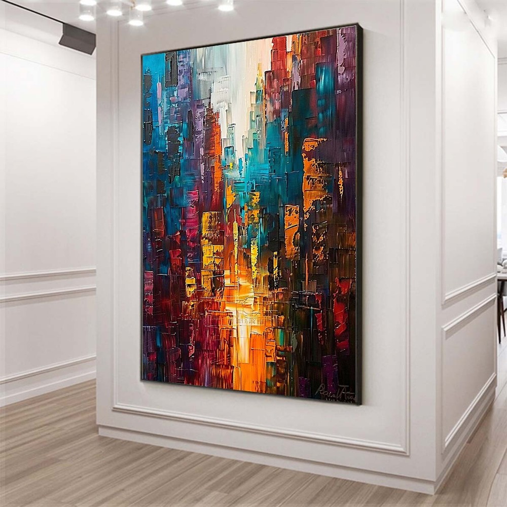 original Knife Handpainted Oil Painting On Canvas city Home Decoration wall #023