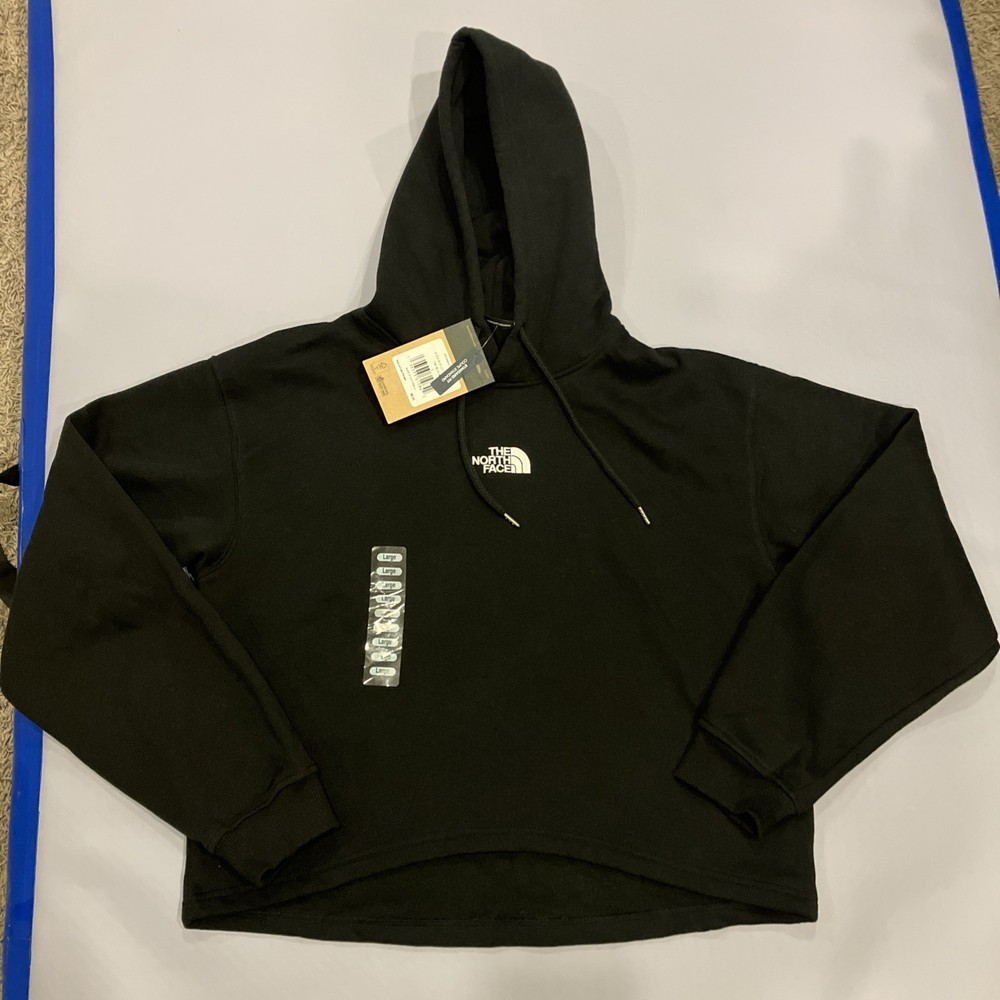 The North Face Womens Evolution Hi Lo Hoodie L Sweatshirt Black Gym Athletic NWT
