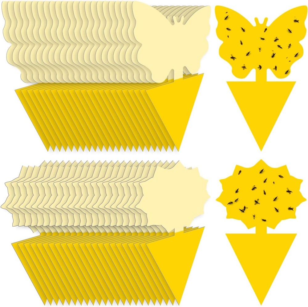Fruit Fly Traps Indoor Fungus Gnat Trap 48PCS for Plants Yellow Houseplants Outd