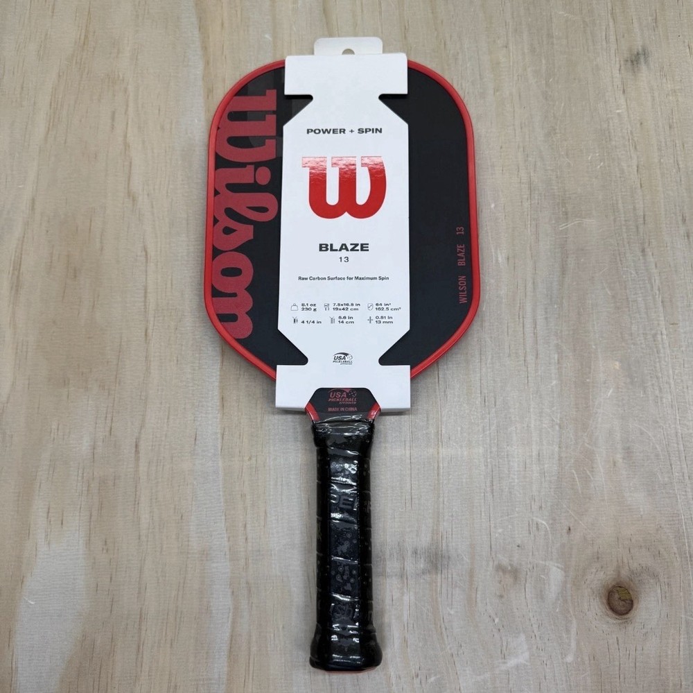 Wilson Blaze 13 Raw Carbon Surface Black Red Pickleball Paddle NEW
