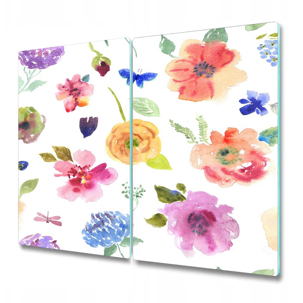 Glass Kitchen Chopping Board Worktop Saver Summer Garden Floral Flowers 2x30x52
